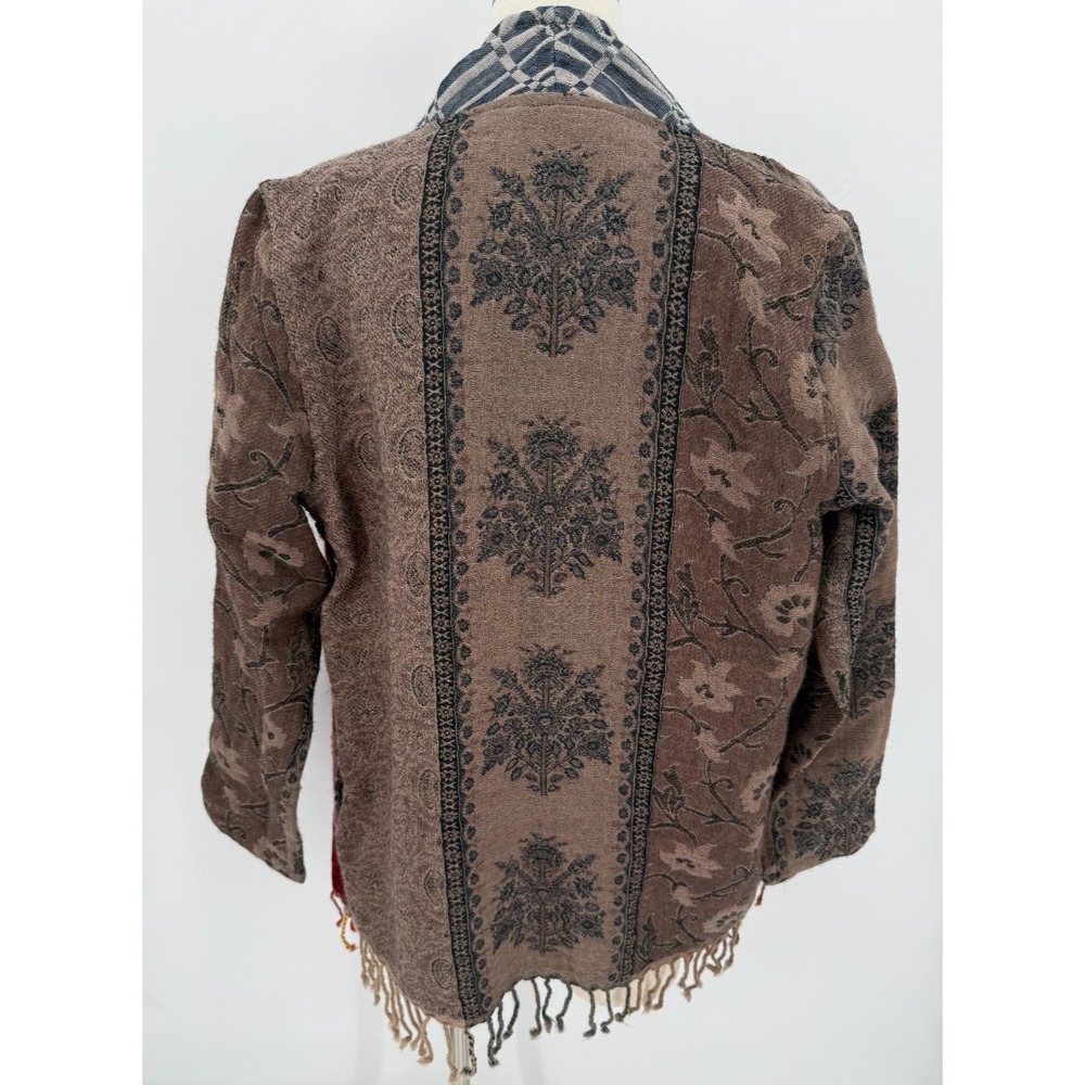 Soft Surroundings Womens 100% Wool Embroidered Cardigan Size Small Boho Artsy - Picture 6 of 13
